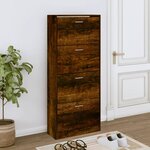 vidaXL Armoire à chaussures Chêne fumé 63x24x147 cm Bois d'ingénierie