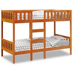 vidaXL Lit superposé cire marron 75x190 cm bois de pin massif