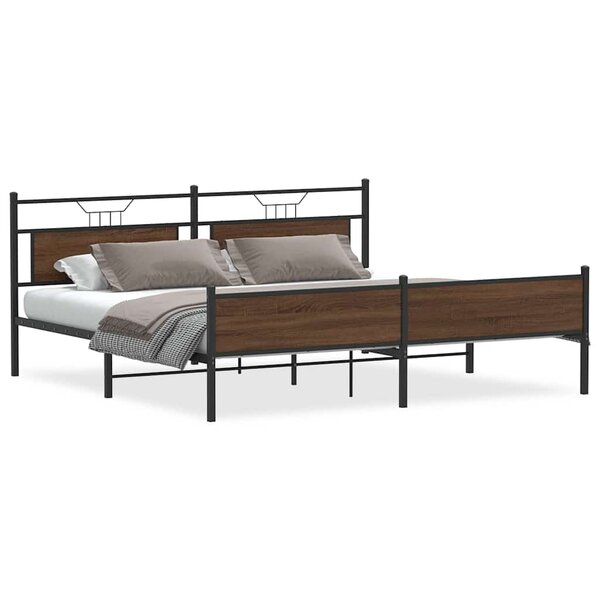 vidaXL Cadre de lit en métal sans matelas chêne marron 193x201 cm