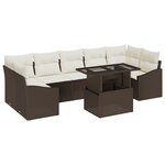 vidaXL Ensemble de Canapés de Jardin 8 Pièces avec Coussins Marron en Rattan Poly