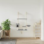 vidaXL Arbre à chat mural avec griffoir gris clair 153 cm
