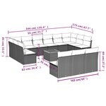 vidaXL Salon de jardin avec coussins 14 Pièces noir résine tressée