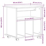 Meuble rouleau vidaXL Chêne noir 60x45x55 cm Bois d'ingénierie