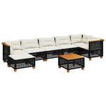 vidaXL Salon de jardin 8 Pièces avec coussins noir résine tressée
