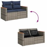 vidaXL Salon de jardin avec coussins 7 Pièces gris résine tressée