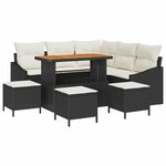 vidaXL Ensemble de canapé de jardin avec coussin 9 Pièces Noir Poly rotin