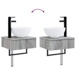 vidaXL Basin de lavage mural Sonoma gris 40 x 35 x 39 cm