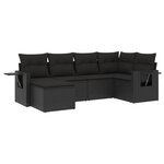 vidaXL Salon de jardin 6 Pièces avec coussins noir résine tressée