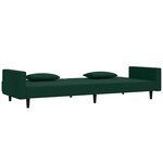 vidaXL Canapé-lit à 2 places avec deux oreillers Vert foncé Velours