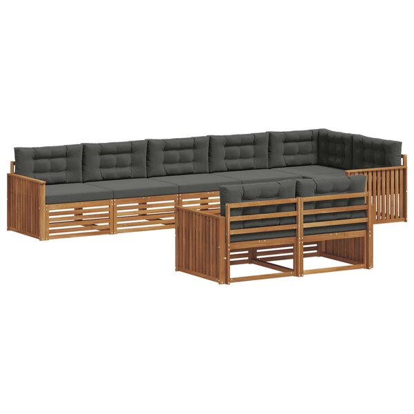 vidaXL Ensemble de canapés d'extérieur 8 pc Naturel et Anthracite