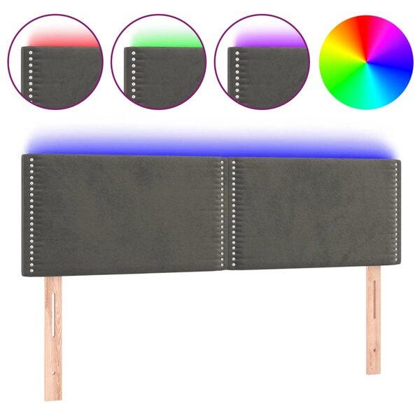 vidaXL Tête de lit à LED Gris foncé 144x5x78/88 cm Velours