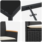 vidaXL Ensemble de salle à manger de jardin 7 pièces avec coussins en poly rattan noir