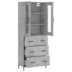 vidaXL Buffet haut Gris béton 69 5x34x180 cm Bois d'ingénierie