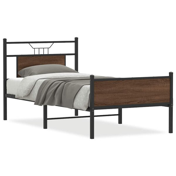 vidaXL Cadre de lit sans matelas chêne marron 75x190cm bois ingénierie