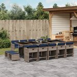 vidaXL Ensemble à manger de jardin 15 Pièces coussins gris résine tressée