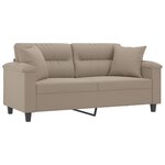 vidaXL Canapé 2 places avec oreillers taupe 140 cm tissu microfibre
