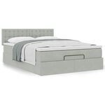 vidaXL Cadre de lit ottoman et matelas gris clair 140x190 velours