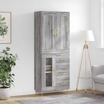 vidaXL Buffet haut Sonoma gris 69 5x34x180 cm Bois d'ingénierie