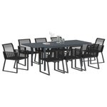 vidaXL Ensemble de salle à manger pour jardin 9 Pièces Noir polyrotin