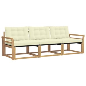 vidaXL Ensemble de canapés d'extérieur 3 pc Blanc et crème