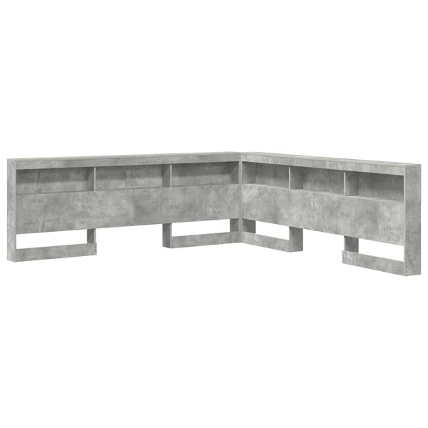 vidaXL Tête de lit de rangement Gris béton 200 cm Bois d'ingénierie