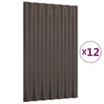vidaXL Panneaux de toit 12 Pièces Acier enduit de poudre Marron 60x36 cm