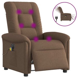 vidaXL Fauteuil inclinable de massage électrique marron tissu
