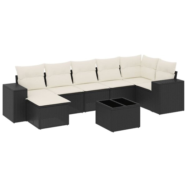 vidaXL Salon de jardin 8 Pièces avec coussins noir résine tressée