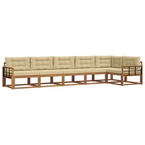vidaXL Ensemble de canapés d'extérieur 6 pc Naturel et Beige