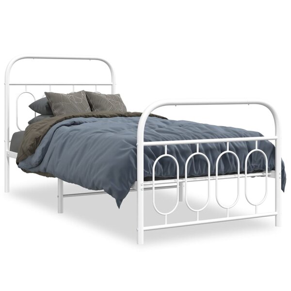 vidaXL Cadre de lit métal sans matelas avec pied de lit blanc 90x200cm