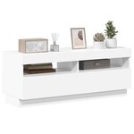 vidaXL Meuble TV avec lumières LED blanc brillant 100x35x40 cm