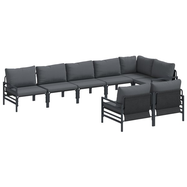 vidaXL Ensemble de canapé de jardin 8 Pièces Anthracite Acier