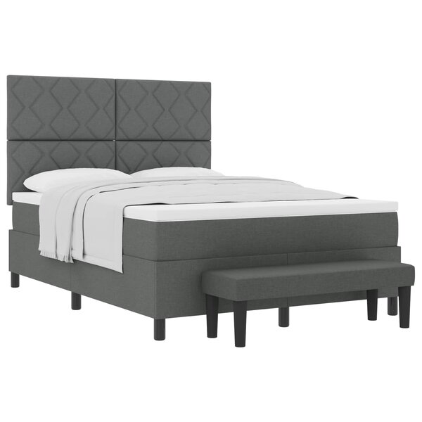 vidaXL Lit à ressorts avec tête de lit Gris foncé 160 x 200 cm tissu
