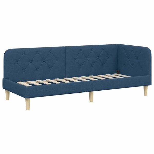 vidaXL Cadre de lit d'angle Bleu 80 x 200 cm tissu