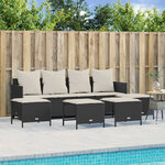 vidaXL Salon de jardin 5 Pièces avec coussins noir résine tressée