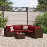 vidaXL Salon de jardin 6 Pièces avec coussins Marron Résine tressée