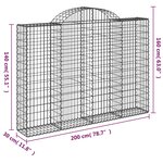 vidaXL Paniers à gabions arqués 10 Pièces 200x30x140/160 cm Fer galvanisé