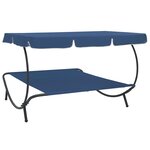 vidaXL Lit de repos d'extérieur avec auvent bleu