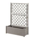 Bac à fleur Italia - rectangulaire avec treillis stone gris