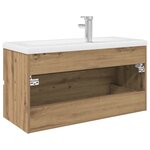 vidaXL Meuble lavabo avec bassin et robinet intégrés chêne artisanal