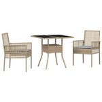 vidaXL Ensemble de salle à manger pour jardin 3 Pièces Beige Poly rotin