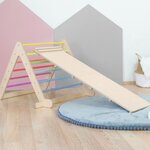 Jeu d'équilibre et motricité PIKY - bois naturel et multicolore pastel
