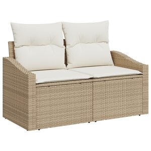 vidaXL Ensemble de Canapé de Jardin 6 pièces avec coussins Beige Rotin synthétique Acacia