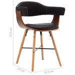 vidaXL Chaises à manger lot de 6 noir similicuir et bois courbé