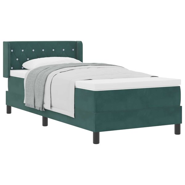 vidaXL Lit à ressorts avec matelas Vert foncé 190 x 90 cm Polyester