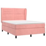 vidaXL Sommier à lattes de lit avec matelas Rose 140x200 cm Velours