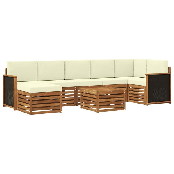 vidaXL Ensemble de canapés d'extérieur 7 Pièces Naturel et Crème