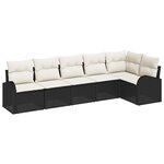 vidaXL Ensemble de canapé de jardin 6 pièces avec coussins noir poly rotin