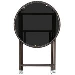 vidaXL Table à thé Marron 60 cm Résine tressée et verre trempé