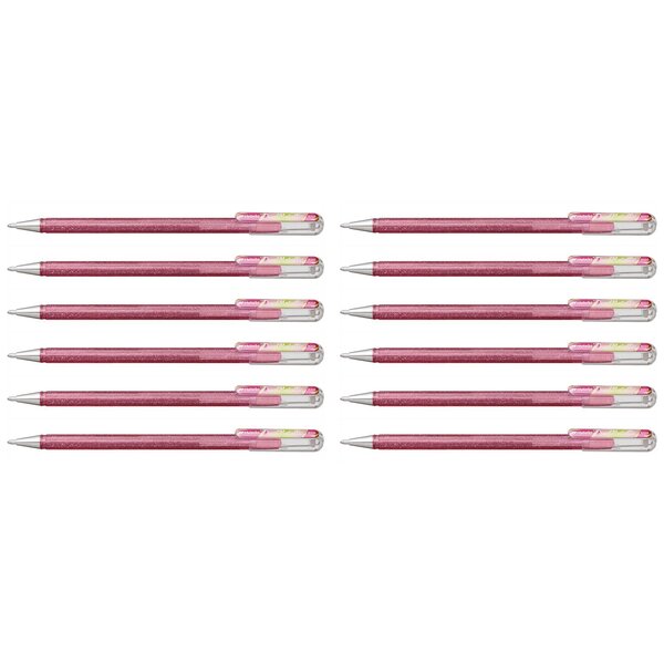 Roller encre gel métallique Dual Metallic  Rose clair+ Vert/Or métallique x 12 PENTEL